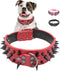 Spiked Dog Collar, Sharp Spike Studded Anti-Bite Protect Pets Neck Adjustable for Medium Large Breed Dogs as Mastiff Pitbull Pug Bulldog, Black Ri...