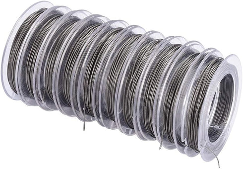 DanLingJewelry 10Rolls 0.45mm Diameter Tiger Tail Wires Craft Jewelry Beading Wires On Spool 8-10m/Roll Stainless Steel Color...