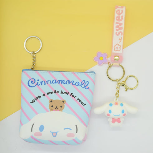 Kawaii Dog Coin Purse Badge Holder and Keychain, Wallet Handbag with Zipper, Badge Wallet Purse Credit Card Holder, Money Bag Coin Pouch Accessori...