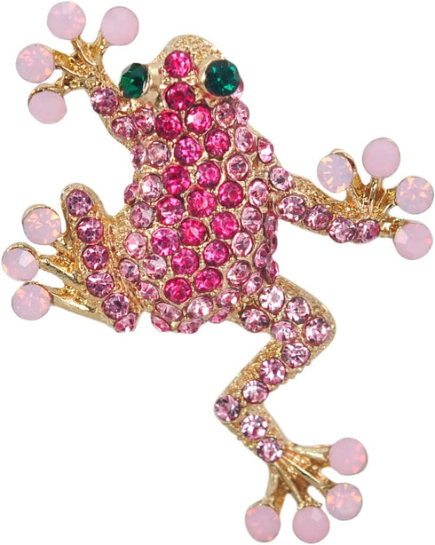 Gyn&Joy Gold Tone Rose Pink Colored Rhinestone Animal Frog Pin Brooch...