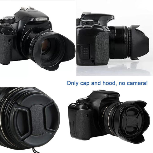 55mm Tulip Flower Lens Hood & Lens Cap Compatible for Nikon D5600 D3500 D7500 Camera kit AF-P DX 18-55mm f/3.5-5.6G VR...