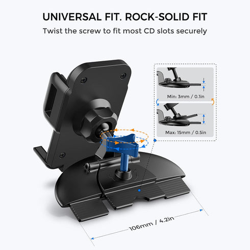 Cell Phone Holder for Car, CD Slot Car Phone Mount, One Button Release Easy Installation CD Player Car Phone Holder Mount Compatible with iPhone 1...
