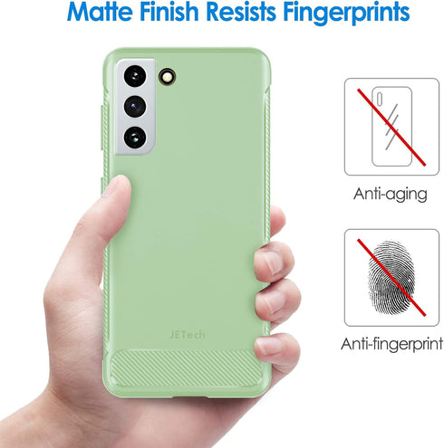 JETech Slim Fit Case for Samsung Galaxy S21 5G 6.2-Inch, Thin Phone Cover with Shock-Absorption and Carbon Fiber Design (Green)...