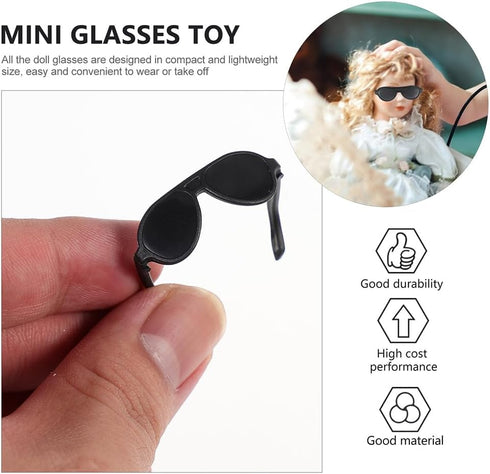 Gadpiparty 120 Pcs Mini Sunglasses for Dolls Black Sunglasses Doll Costume Accessories Doll Dress Up Cosplay Accessories Doll DIY Sunglasses for D...