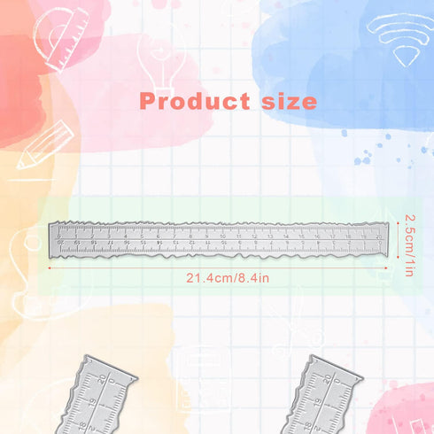 2pcs Irregular Edge Ruler, Metal Craft Ruler 8.4 x 1 Inch The Same Pattern Paper Tearing Ruler with Jagged Edge Measuring Rulers Deckle Edge Ruler...