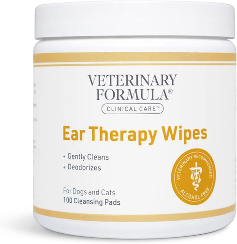 Veterinary Formula Clinical Care Ear Therapy Wipes, 100ct – Cat and Dog Ear Cleaner – Help Relieve Itchy Ears Quickly & Effectively Remove Dirt, D...