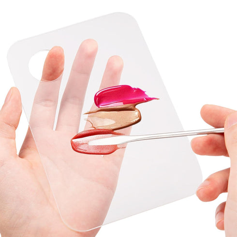 2 Pcs Acrylic Makeup Palette Makeup Mixing Tray with Makeup Spatula for Beauty Salon Color Cream Liquid Foundation Mixing Palette (Rectangular)...