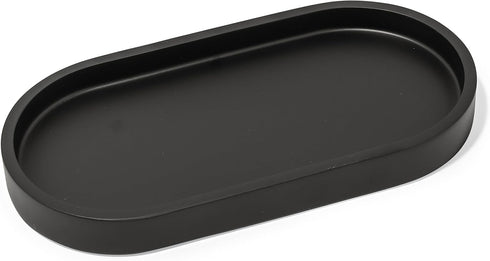 Matte Black Round Soap Dispenser Tray, 8” Soap and Lotion Bottle Tray Organizer Plate for Bathrooms, Kitchens, Countertops - Holds 2 Soap Dispense...