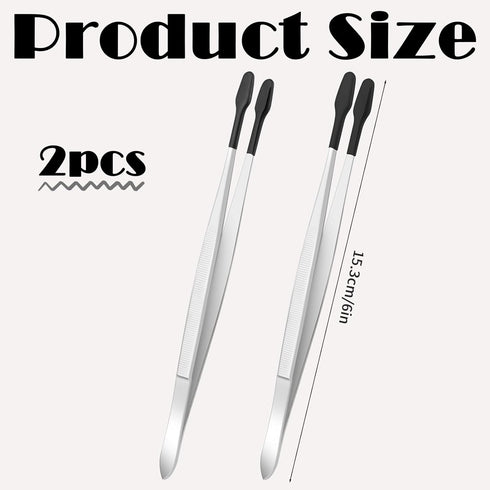 2 Pieces Rubber Tipped Tweezers Silicone Coated Soft Tweezers Rubber Tip Non Marring Flat Tip Forceps Lab Industrial Hobby Craft Tweezers Tools fo...