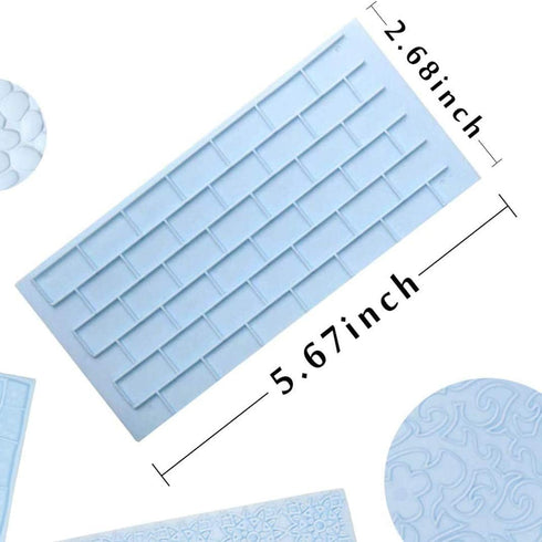 Fondant Impression Mat Mold Set, 6Pack Embossed Tree Bark, Brick Wall, Flower, Cobblestone, Stone Wall Texture for Cupcake Top Decoration with 8pc...