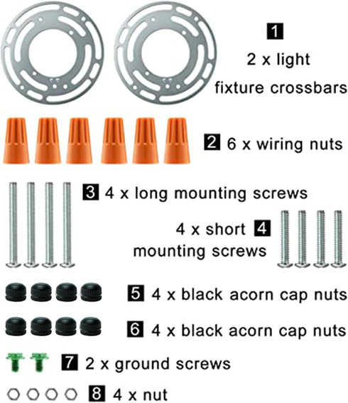 2 Pack Universal Light Fixture Mounting Bracket, 4 Inches Diameter Steel Round Universal Light Crossbar with Screws and Nuts, Mounting Bracket for...