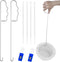 2 Set Pool Skimmer Basket Handle, 16" Stainless Steel Swimming Pool Skimmer Lid Lifting Hook with Pool Test Strip Holder Universal Skimmer Lid Lif...