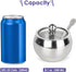 asika Sugar Bowl, Stainless Steel Sugar Pot with Clear Lid and Spoon, Drum Shape Small Condiment Container for Home and Kitchen, 8.1 Ounces(240 Mi...