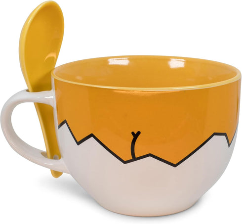 Silver Buffalo Gudetama Dangerous Situations Boxed Ceramic Soup Mug w/Spoon, 24-Ounce...
