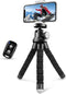 Sensyne Phone Tripod, Flexible Cell Phone Tripod with Phone Holder and Wireless Remote, Mini Travel Tripod Stand, Compatible with All Cell Phones,...