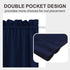 Aquazolax French Door Curtains Drapes - Readymade Solid Blackout Glass Door Side Panels 54x40 Inches Privacy with Tiebacks - 1 Piece, Navy Blue...