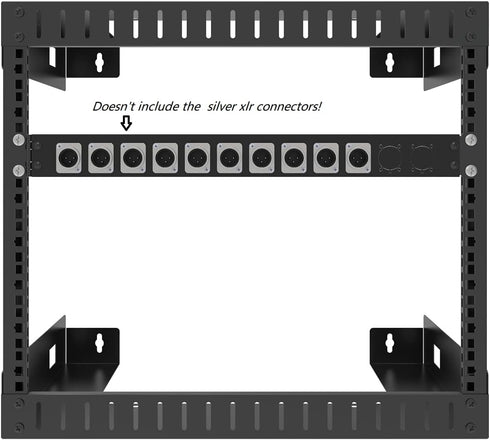 Jingchengmei 12 Port/Way/Hole Hinged Patch Panel - 1U 19" Rack Mount D-Type Connectors - Audio with Hinged Side (H1U12D, Black)...