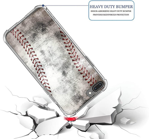 8 Plus Case/7 Plus Case Cute Rubber Protective Skin Cover Compatible with iPhone 7/8 Plus + Creative Vintage Baseball Art Pattern Printing...