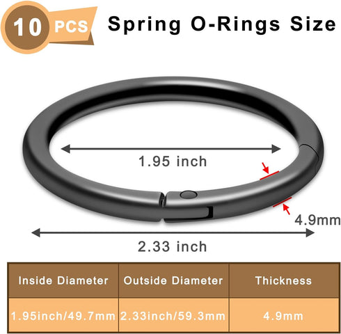 10Pack 2" Large Round Carabiner Clips, Metal Spring O Rings for Organizer Key Rings, Paracord Keychain Lanyard, Pet Chains, Purse Hardware, Key Sn...