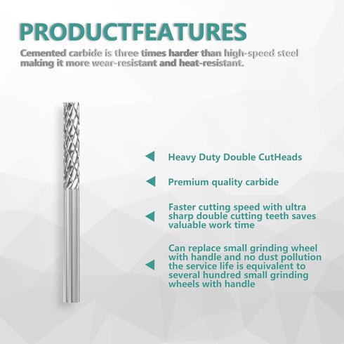 Carbide Burr Set - 1/8'' Shank Diameter Set of 20 Carbide Rotary Tool bits for Engraving and Grinding for Metal Engraving, Woodworking Engraving a...