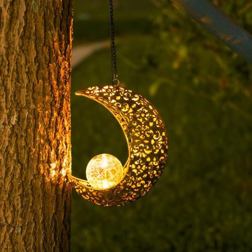 Hanging Solar Lights Outdoor Waterproof Garden Decor,Metal Decoration Moon Gifts for Yard Clearance Front Porch Lawn Driveway Patio Backyard Pathw...