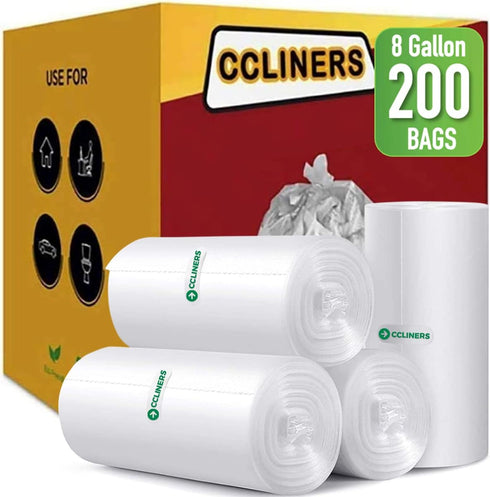8 Gallon Medium Trash Bags 30 Liter Clear Garbage Bags Kitchen Trash Bags Plastic Wastebasket Trash Can Liners 6 gallon 7 Gallon for Home Office B...