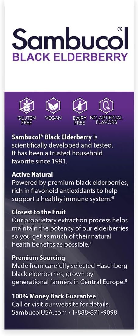 Sambucol Black Elderberry Syrup - Sambucus Elderberry Syrup, Black Elderberry Liquid, Immune Support, Elderberry Syrup for Kids and Adults, High A...