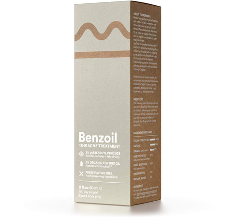 Benzoil - 3% Benzoyl Peroxide & 2% Tea Tree Oil Rapid Acne & Spot Treatment Serum - 70% Organic, Preservative-Free, Normal & Cystic Acne - 2 oz...