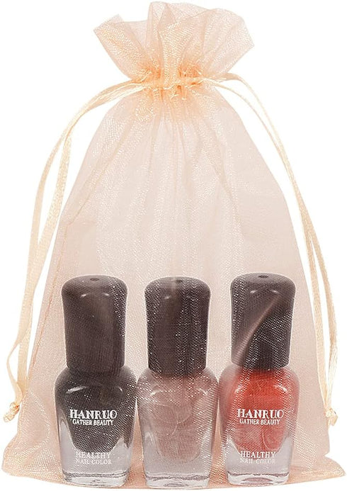 HRX Package 100pcs Blush Peach Organza Bags, 4 x 6 inch Mesh Jewelry Drawstring Bag Small Gift Pouches for Wedding Candy Party Favor...