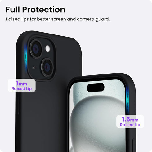 ORNARTO Compatible with iPhone 15 Case 6.1, Slim Liquid Silicone 3 Layers Full Covered Soft Gel Rubber Phone Case, Anti-Scratch Shockproof Protect...