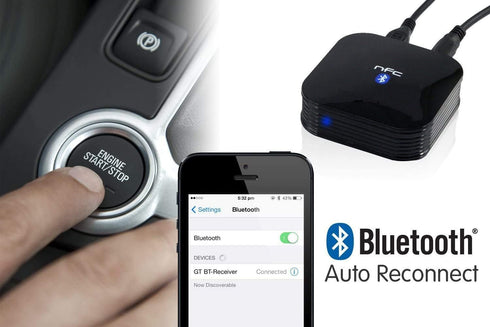 HomeSpot NFC-Enabled Wireless Bluetooth Audio Receiver for Car Audio with Bluetooth Auto-Reconnect Black...