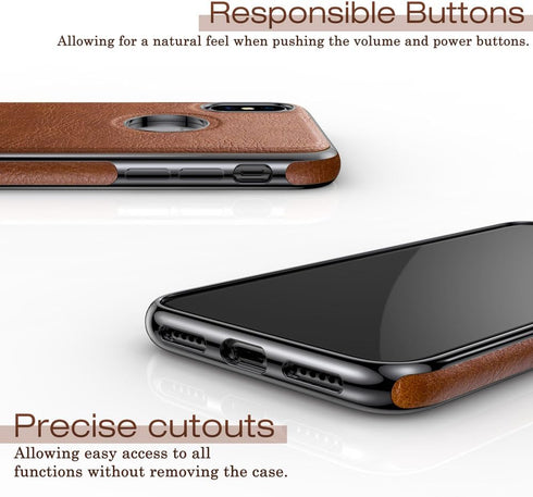 LOHASIC for iPhone Xs Case, for iPhone X Case Slim Thin Premium Leather Luxury PU Anti-Slip Grip Protective Cover for iPhone X XS New (2018) - Bro...