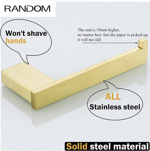 RANDOM Brushed Gold Toilet Paper Holder, Bathroom Hardware Accessories SUS 304 Stainless Steel Modern Tissue Paper Roll Holder Nordic Minimalism C...