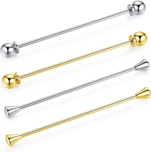 HONEY BEAR Mens Shirt Collar Bar Pin Clips Clasp Set Business Gift 65mm (4pcs without box)...