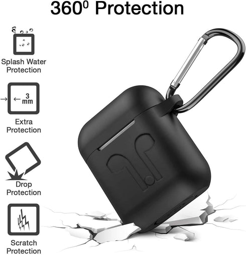 Airpod 2019 Protective Case, Precision Size, 3mm Skin, 360 Protection, Metal Keychain Hook/Clip, for Airpods 1 & Airpods 2...