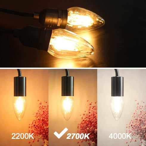 ROMANJOY F15 4W LED Light Bulbs, LED Porch Light Bulbs, E26 Medium Base, Dimmable 2700K Warm White LED Post Bulb 40w Equivalent, Outdoor Decorativ...
