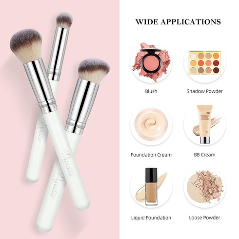 Makeup Brushes Set 3PCS, Foundation Brushes for Liquid Make up, Professional Kabuki Foundation Concealer Blush Bronzer Brushes for Blending Liquid...