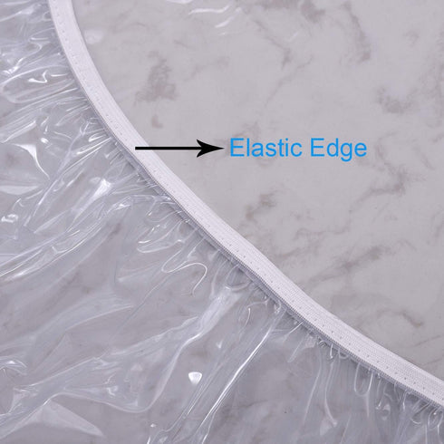 Clear Round Vinyl Fitted Tablecloth Waterproof Oilcloth Heavy Duty Elasticized Table Cover Elastic Edge Design Plastic Tablecloth Protector for Ro...