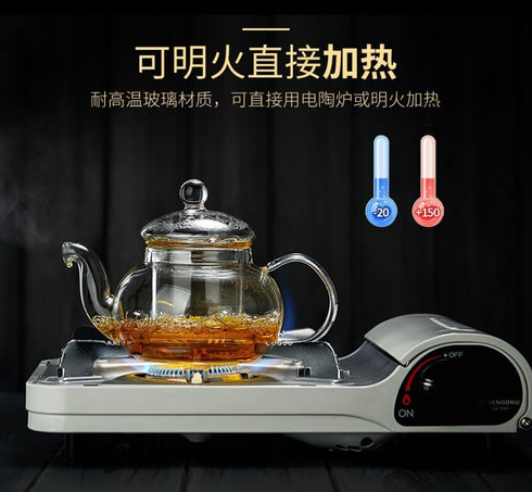 Glass Teapot 20oz with Infuser,Borosilicate Kettle Set Tea Pot for Loose Tea, Flowering Teas,Stovetop and Microwavable Safe(600ml)...