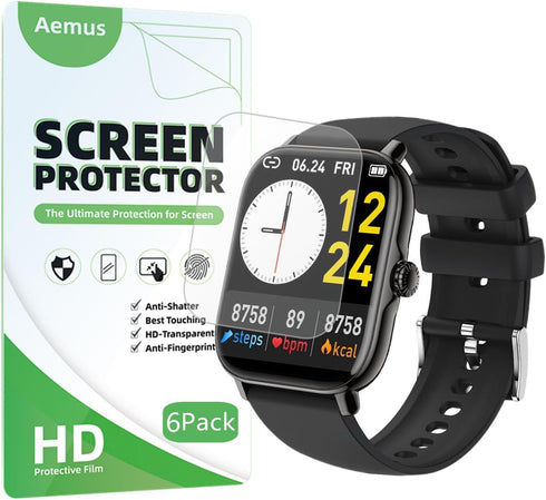 Compatible for Zhizhi P72 Smart Watch Screen Protector (6 Pack) Compatible for SOUYIE 1.91" Smartwatch Flexible Full Coverage Clear TPU Film...