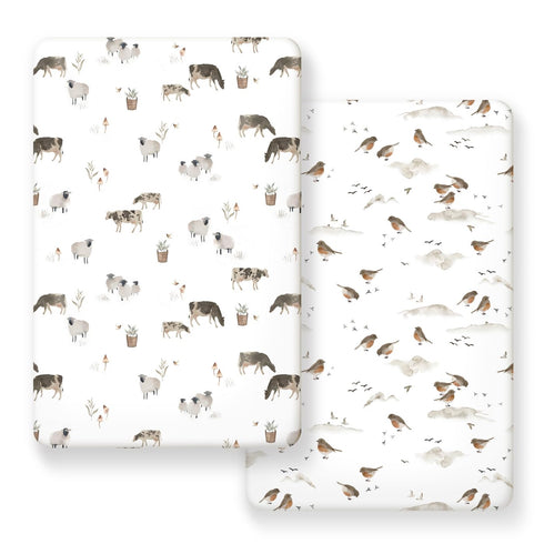 Pack n Play Sheets FItted 2 Pack, Stretchy Ultra Soft Jersey Knit Pack and Play Sheets, Universal Fitted Portable/Mini Crib Mattresses Snug and Sa...