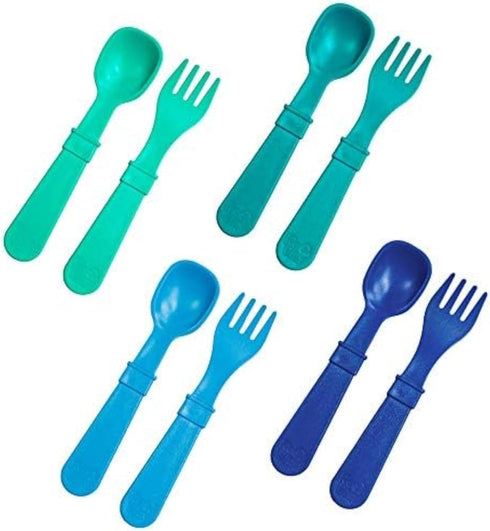 Re-Play Toddler Forks and Spoons Set - 4x4 Utensils Set for Kids - Dishwasher and Microwave Safe - Made in USA - Set of 8-5.8" x 1.2" x 0.2" - A T...