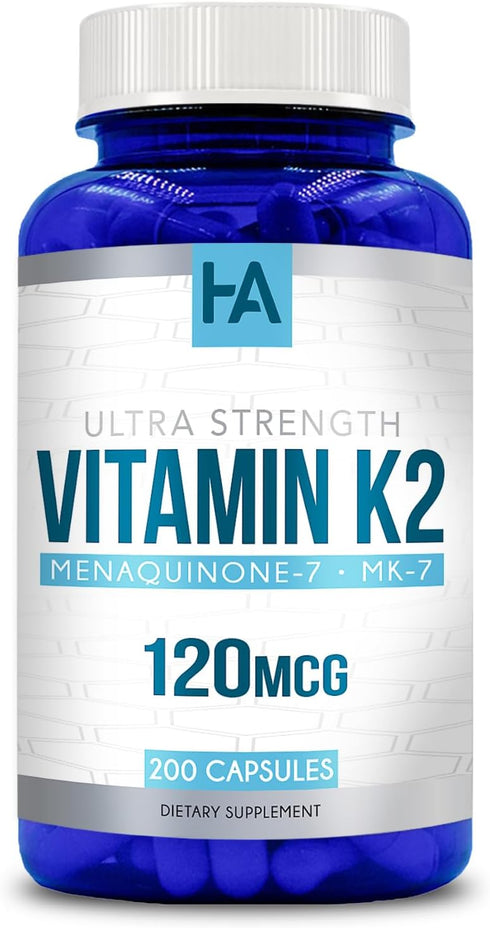 Vitamin K2 MK-7 120 MCG - 200 Vegetarian Capsules (Non-GMO & Gluten Free)...