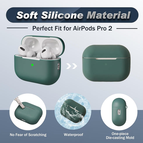 Airpods Pro 2nd Generation Case Cover, Full Protective Soft Silicone, with Cleaner kit and 3 Pairs Replacement Ear Tips, Front LED Visible...