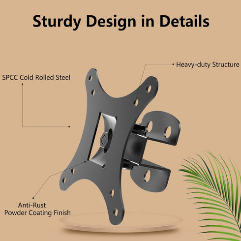 Monitor Wall Mount Tilt Swivel Full Motion for 10”-26” TV Screens, RV TV Mount Camper, Small TV Wall Mount for Computer Monitors with Max VESA 100...