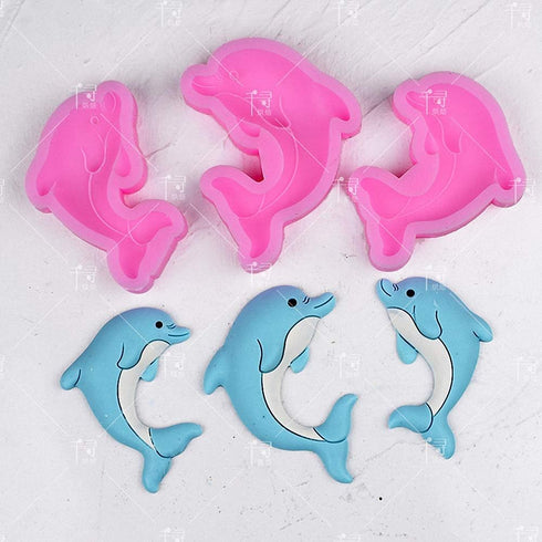 Set of 3 Dolphin Silicone Fondant Molds Dolphin Chocolate Candy Sugar Craft Gum Paste Mold Cake Decorating Tools Epoxy Resin Polymer Clay Mould...