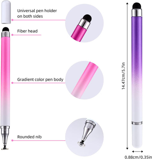 2 in 1 Stylus Pens for Touch Screens,3 Pcs Stylus Pencil with Transparent Disc & Silicone Tip High Sensitivity Stylus Fine Point Stylus Pen Compat...