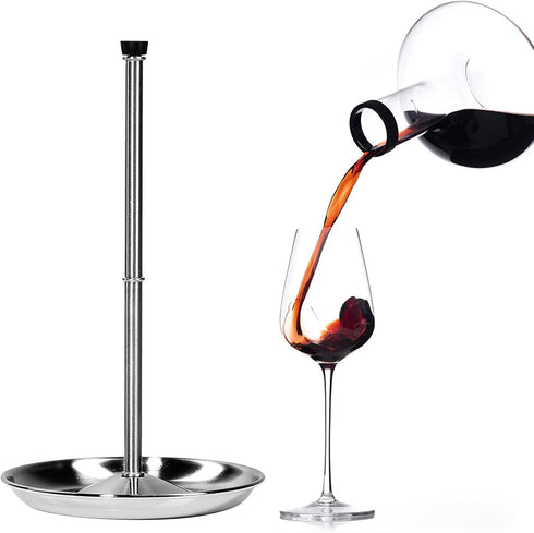 Wine Decanter Drying Stand with Silicone Head to Prevent Scratches-Detachable Shelf Decanter Rack Holder with Drip Catching Base, Decanter and Win...