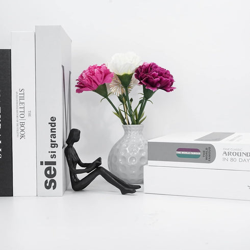 Iron Reading Figurine - Modern Decorative Bookshelf Decor Accent for Home Office, Shelf Table Decoration, Gifts for Book Lovers...