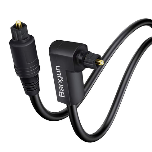 90 Degree Optical Audio Cable 12ft, Slim Digital SPDIF Toslink Cable, 360 Degree Right Angle Fiber Optic for Sound Bar, TV, PS4, Xbox, Home Theate...